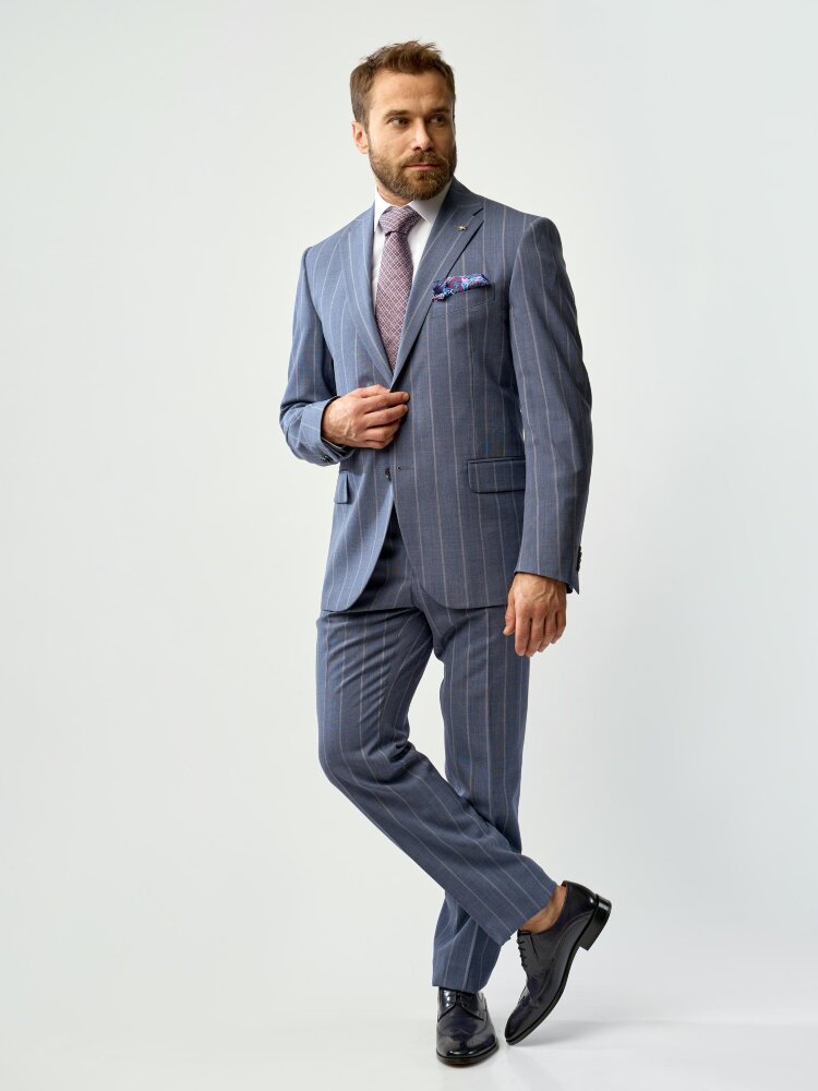 Костюм, Corneliani Collection, серо-голубой, слим